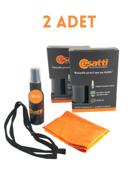 Gözlük Temizleme Seti 2Adet, 30 ml Gözlük Spreyi, Mikrofiber Bez ve Gözlük İpi