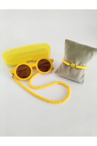 Çocuk Güneş Gözlüğü Gözlük İpi ve Bileklik Set, UV400 Unisex Çocuk Güneş Gözlüğü