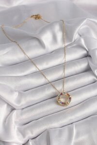 316L Çelik Gold Renk Zincir Renkli Zirkon Taşlı Xoxo Model Kadın Kolye